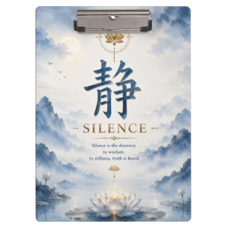 Pranchetas Caractere Chinês 静 Silêncio (Jing) Lótus
