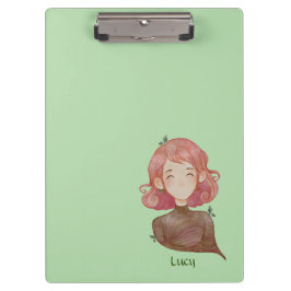 Pranchetas Caractere de Leaves de Aquarela e Garota de Árvore