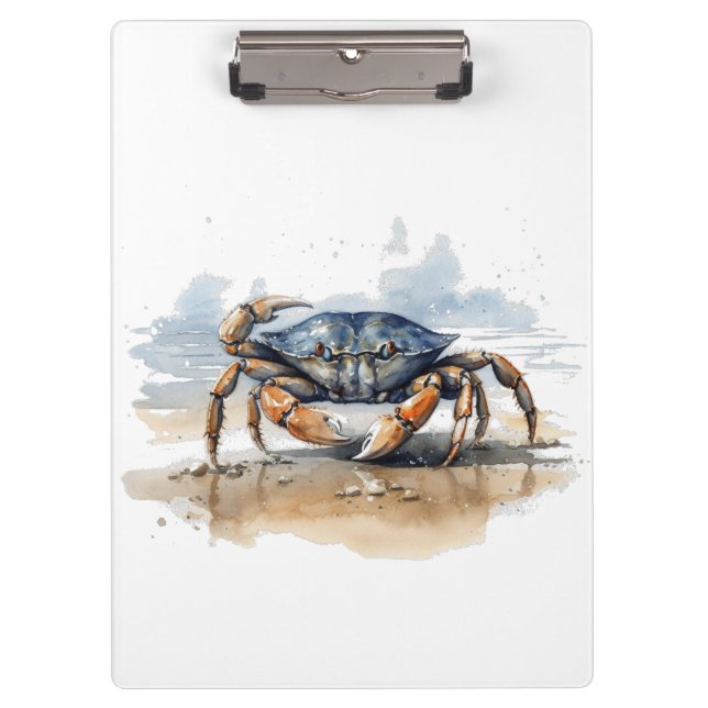 Pranchetas caranguejo azul e laranja caminhando na praia (Frente)