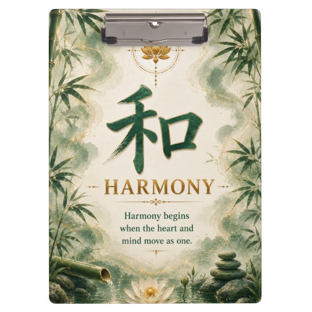 Pranchetas Caráter Chinês Harmonia (和) (Frente)