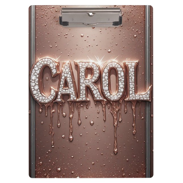 Pranchetas 🌸Carol Rose Gold Drip Glitter Notas🌸 (Frente)