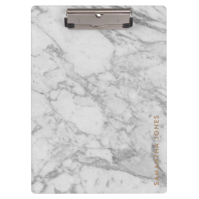 Pranchetas Carrara Branca Marble Clássico Dourado Personaliza (Frente)
