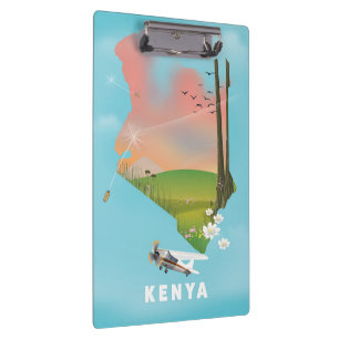 Pranchetas Cartaz de viagem ilustração do mapa do Quênia.