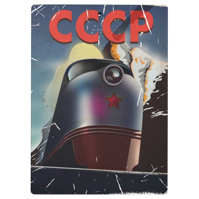 Pranchetas Cartaz vintage da locomotiva soviética CCCP (Verso)