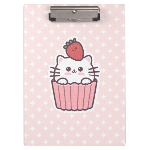Pranchetas Cartografia de Cupcake de Gato de Morango Cute Kaw