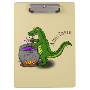 Pranchetas Cartografia engraçada do cozinhar de jacaré verde