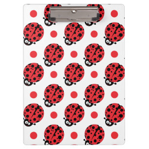 Pranchetas Cartoon Bonito Ladybug, Bolinhas Vermelhas e Branc