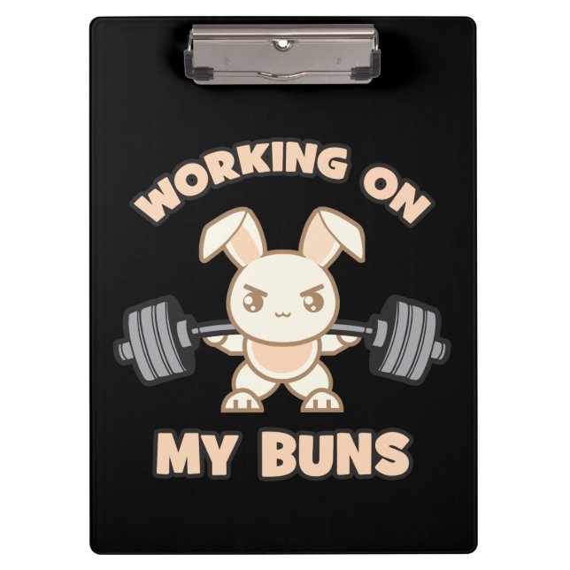 Pranchetas Cartoon Bunny do Workout - Trabalhando Em Meus Pei (Frente)