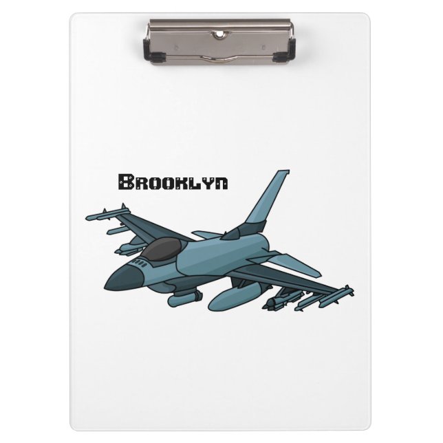 Pranchetas Cartoon de avião de combate militar (Frente)