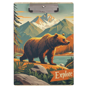 Pranchetas Cartoon de urso retrô e Poster da serra