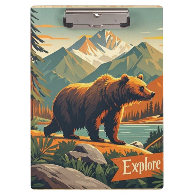 Pranchetas Cartoon de urso retrô e Poster da serra (Frente)