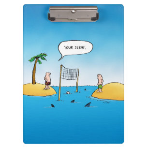 Pranchetas Cartoon Engraçado de Voleibol de Tubarão