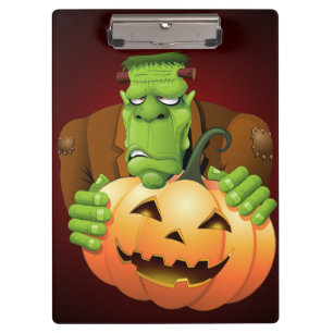 Pranchetas Cartoon Frankenstein Monster com Pumpkin