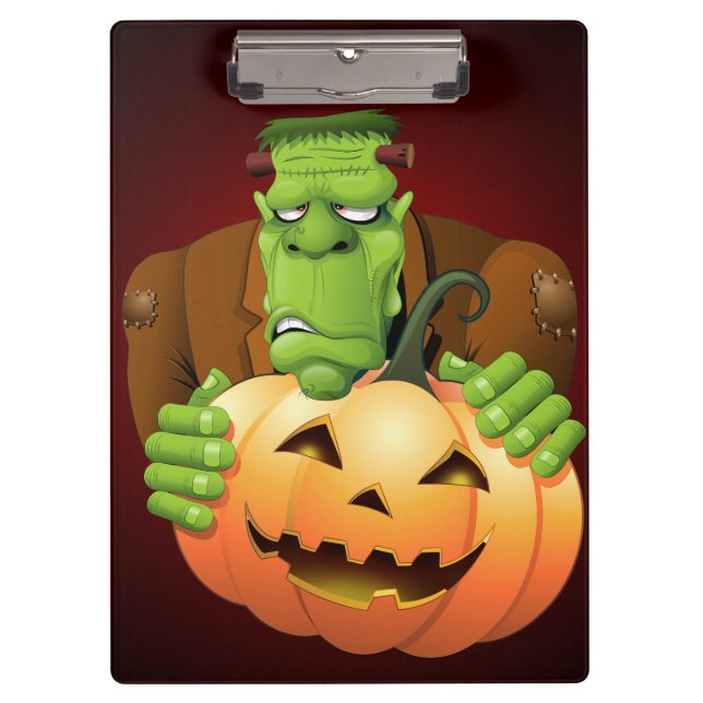 Pranchetas Cartoon Frankenstein Monster com Pumpkin (Frente)