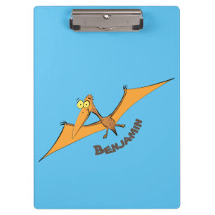 Pranchetas Cartoon voador de pterodátilo, cor de laranja giro