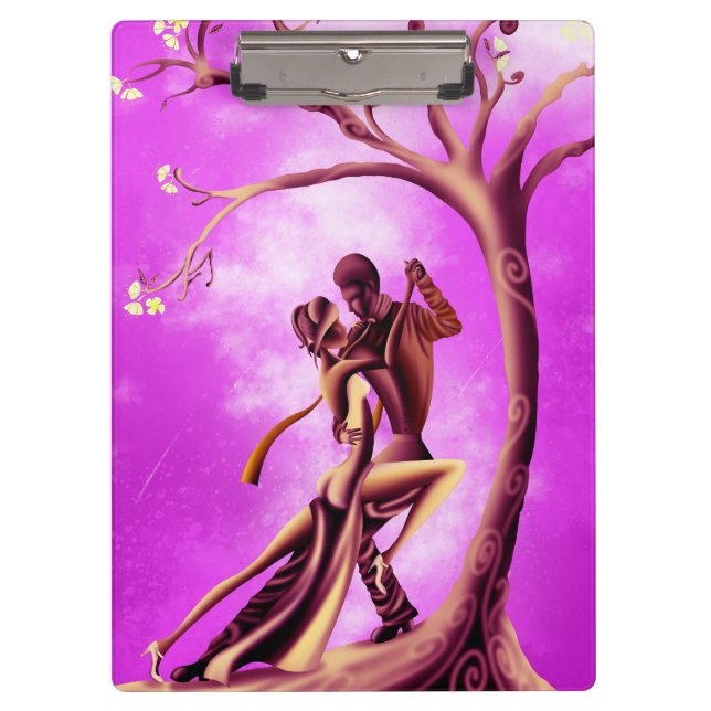 Pranchetas Casal romântico dançando rosa-tango (Frente)