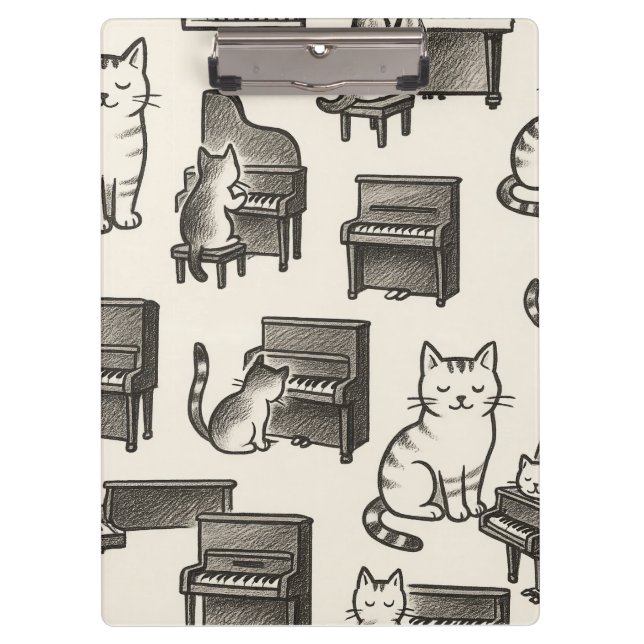 Pranchetas Cat Clipboard on Piano (Frente)