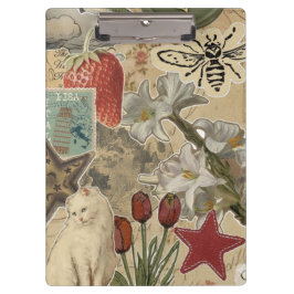 Pranchetas Cat Floral Collage Pattern – Cute Artistic Design