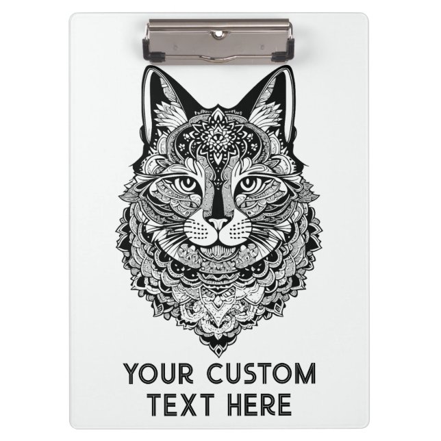 Pranchetas Cat Ornamental de Texto Personalizado (Frente)
