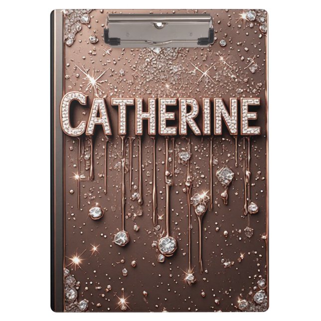 Pranchetas 🌸Catherine Rose Gold Glitter Nome Notas🌸 (Frente)