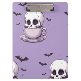 Pranchetas Caveira Pastel Goth em Xícara de Chá