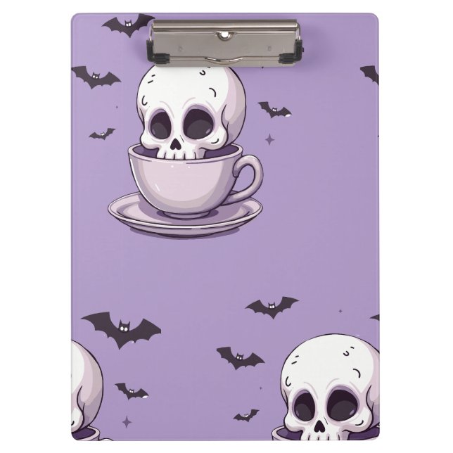 Pranchetas Caveira Pastel Goth em Xícara de Chá (Frente)
