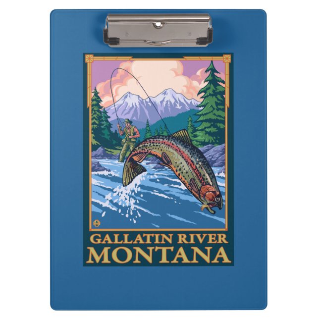 Pranchetas Cena da pesca com mosca - rio do Gallatin, Montana (Frente)