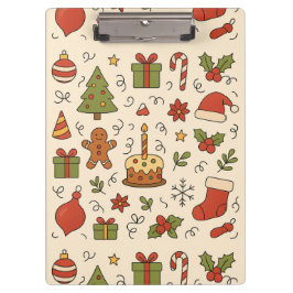 Pranchetas Cheerful Christmas Doodle Pattern