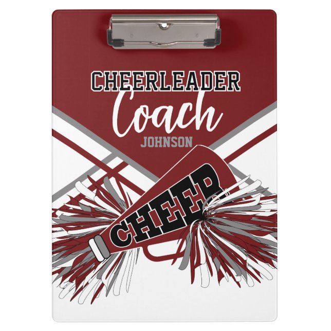 Pranchetas Cheerleader Coach - Maroon Red, Gary & White (Frente)