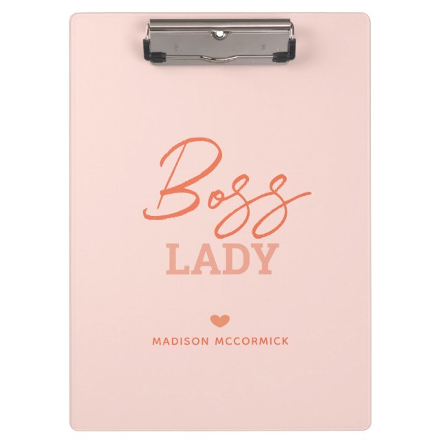 Pranchetas Chefe Lady Modern Rosa Cor-de-Rosa, Script Heart M (Frente)