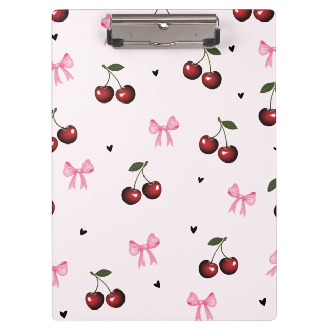 Pranchetas Cherry & Pink Bows Pattern - Coquette Aesthetic  (Frente)