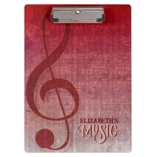 Pranchetas Cherry Red Clef Music Sheet Personalizado
