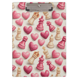 Pranchetas Chess & Hearts Valentines Pattern