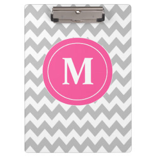 Pranchetas Chevron cor-de-rosa cinzento personalizado