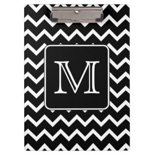 Pranchetas Chevron preto e branco com monograma feito sob