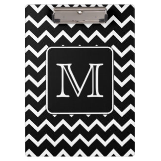 Pranchetas Chevron preto e branco com monograma feito sob