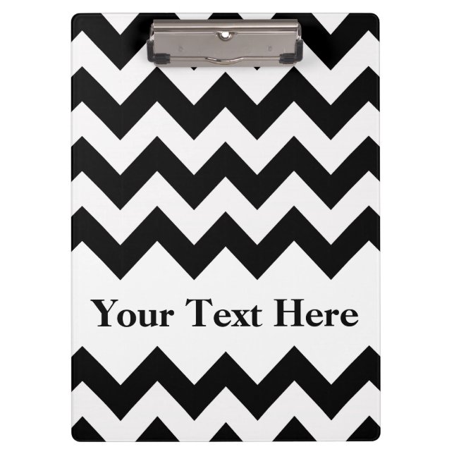 Pranchetas Chevron Preto Negrito com texto personalizável (Frente)