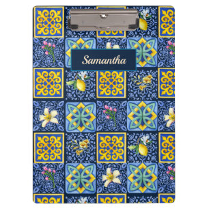 Pranchetas Chic Blue Teal Siciliano Citrino Mediterrâneo