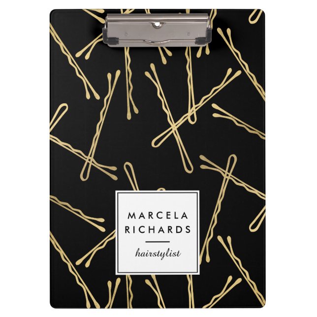 Pranchetas Chic Dourado Bobby Pins Hair Stylist Salon Black (Frente)