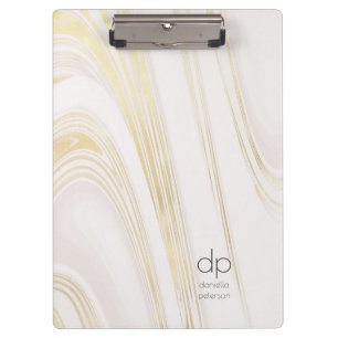 Pranchetas Chic Dourado Marble Modern Name e Iniciais