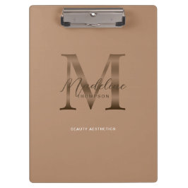 Pranchetas Chic Script Metálico Taupe Dourado Monograma