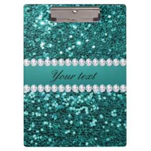 Pranchetas Chic Teal Faux Glitter e Diamantes