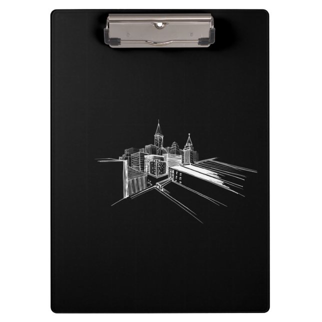 Pranchetas Cidade Branca Negra de Abstração Moderna (Frente)