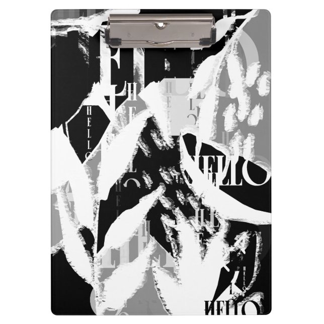 Pranchetas Cinza abstrato Black White (Frente)