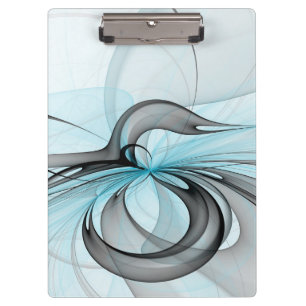 Pranchetas Cinza Antracite Arte Fractal Azul Moderna