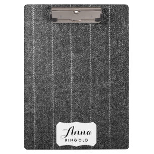 Pranchetas Cinza de carvão Pinstripe Tecido Preto