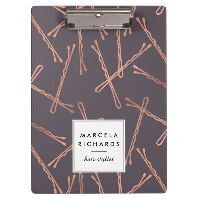 Pranchetas Cinza de Salão de Rosa Dourada Bobby Pins Hair Pin (Frente)