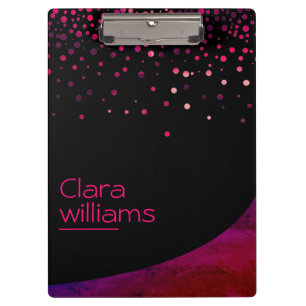 Pranchetas Cinza Rosa Faux Sparkle Confetti Moderno