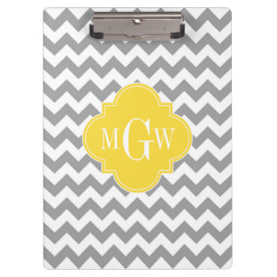 Pranchetas Cinza Whevron Pineapple Quatrefoil 3 Monograma