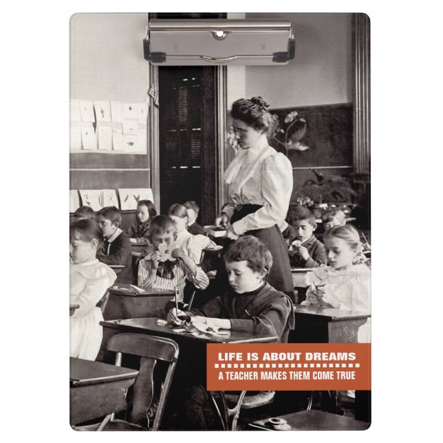 Pranchetas Citação de Ensino | Vintage Teacher Photo (Frente)